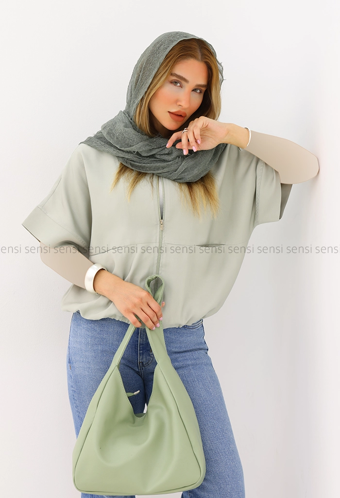 وست زنانه جلو زیپ کتان سیلک کد1006415
